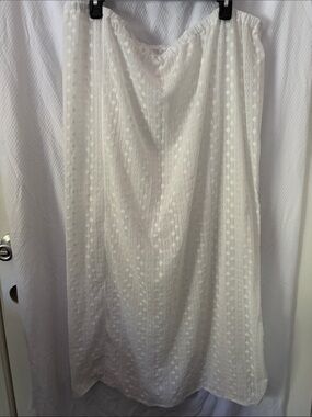 NWT HMWTBM XXL Sheer Cotton Floor Length Skirt Eyelit Pattern in White
